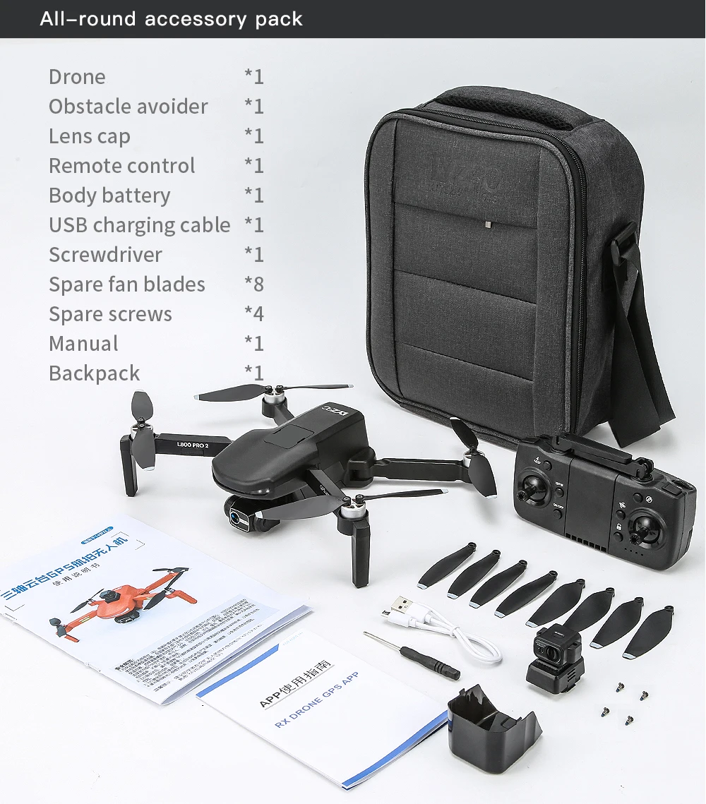 L800 Pro 2 Drone - 4K HD Camera 3-Axis Gimbal 5G WIFI Dron Obstacle Avoidance Brushless Motor RC Professional FPV Quadcopter Professional Camera Drone 52 L800 Pro 2 Drone, AII-round accessory pack Drone L Obstacle avoider Lens cap Remote control