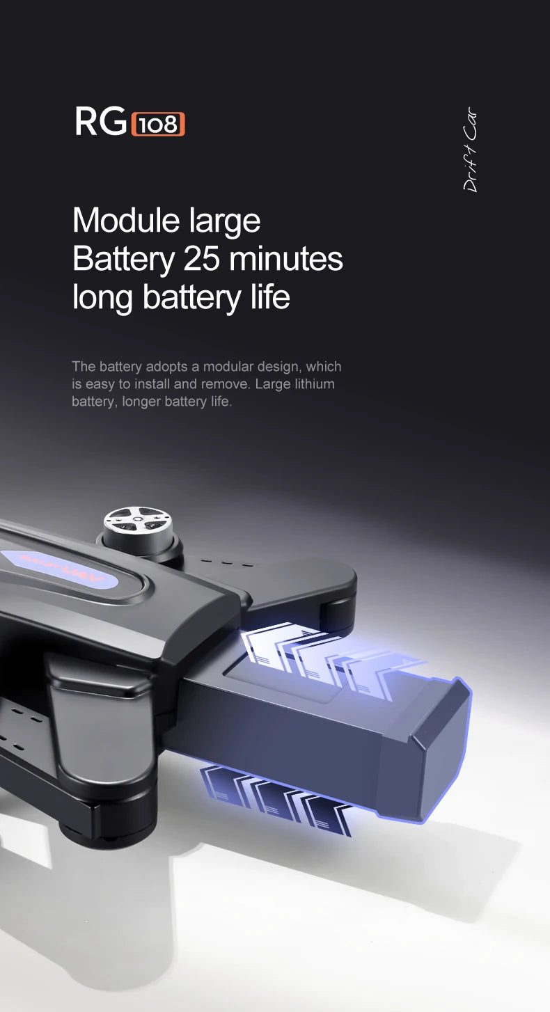 RG108 /RG108 Pro GPS Drone - Professional 4K HD Camera FPV Obstacle Acoidance Brushless Motor Foldable Quadcopter Dron Professional Camera Drone 37 RG108 /RG108 Pro GPS Drone, RGlo8_ 1 Module large Battery 25 minutes long battery life . battery adopt