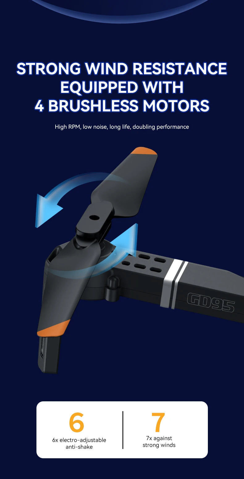 2024 GD95 Pro Max Drone - 8K HD Dual Camera Brushless Motors GPS Smart Follow RC Helicopter Quadrocopter Boy's Toys 15 2024 GD95 Pro Max Drone, STRONG WIND RESISTANCE EQUIPPED WITH