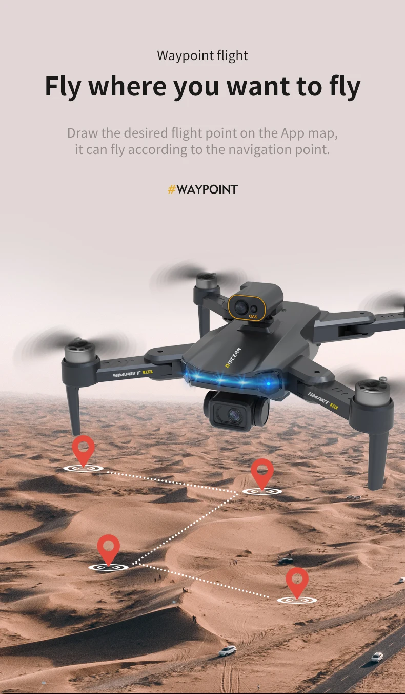 JJRC X21 Drone, Waypoint flight Fly where you want to Draw the desired flight point on the App map .