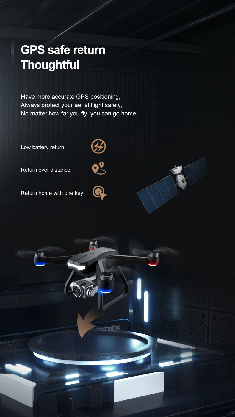 F11 PRO Drone - GPS 4K HD Dual HD Camera Professional WIFI FPV التصوير الجوي بدون فرش محرك كوادكوبتر Dron Toys كاميرا احترافية بدون طيار 22 F11 PRO Drone, low battery return Low battery return Return over distance Return home with one key .