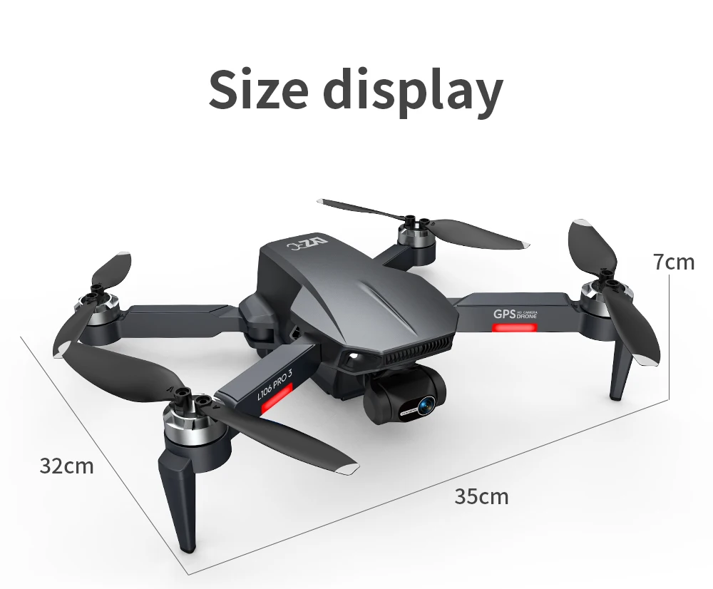L106 Drone - 3 Axis Gimbal Camera Professional 8K HD GPS 5G FPV 3Kilometers 25 Minutes Brushless RC Quadcopter Toys Professional Camera Drone 42 L106 Drone, Size display 7cm GPSoRoRE 32cm 35cm J7