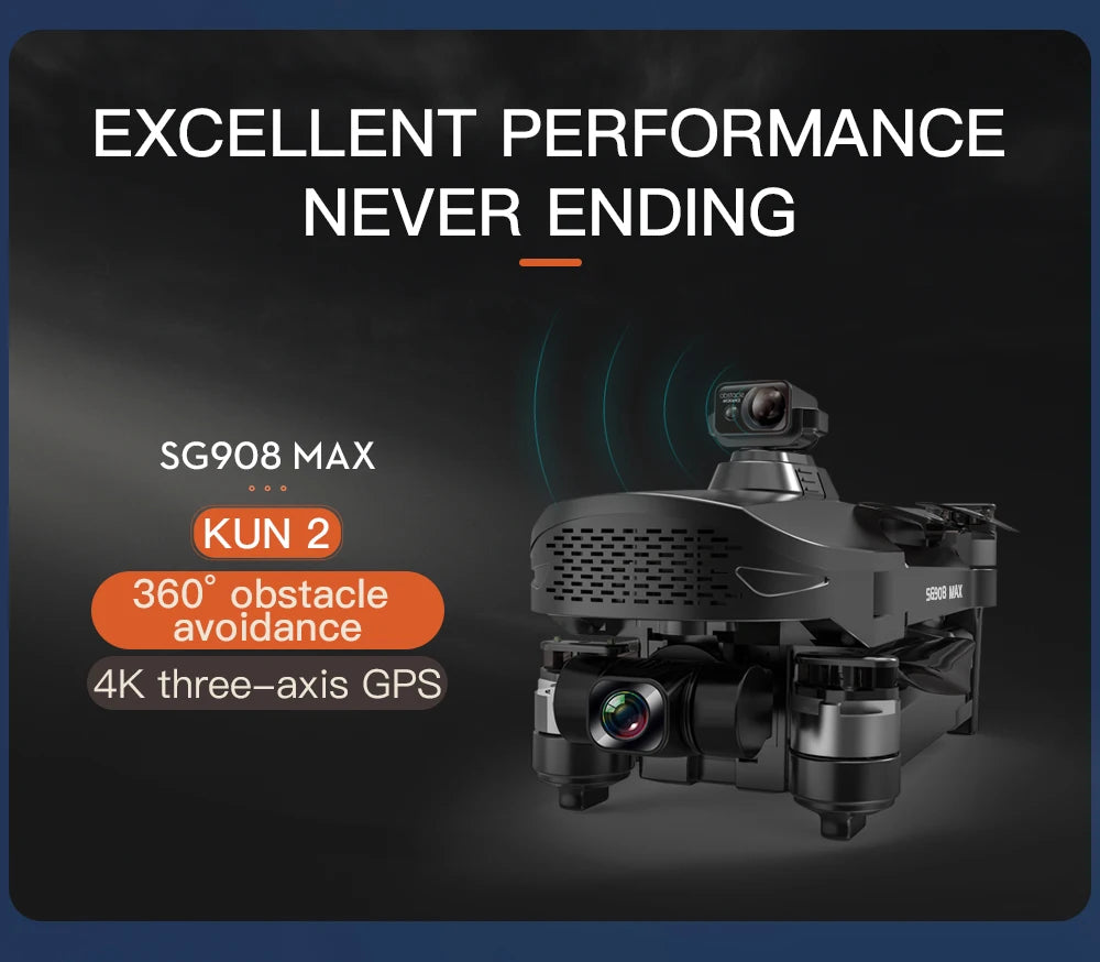 ZLL SG908 MAX Drone - 4K HD Camera Obstacle Avoidance 5G 3-Axis Gimbal 3Km GPS Wifi Profesional Dron Foldable Quadcopter Professional Camera Drone 8 ZLL SG908 MAX Drone, EXCELLENT PERFORMANCE NEVER ENDING SG9O8 MA