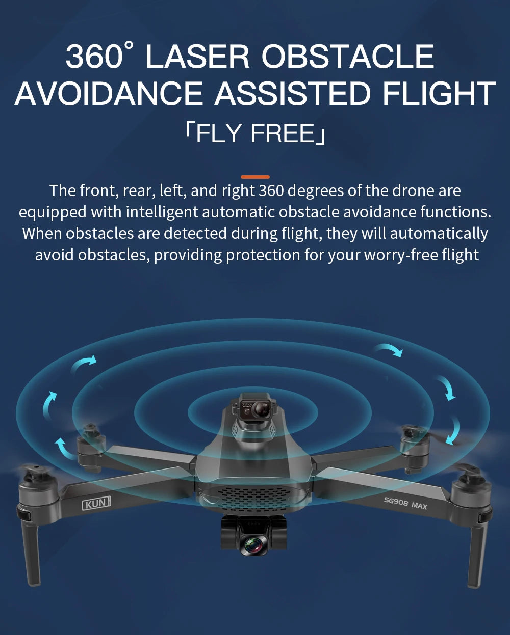 ZLL SG908 MAX Drone - 4K HD Camera Obstacle Avoidance 5G 3-Axis Gimbal 3Km GPS Wifi Profesional Dron Foldable Quadcopter Professional Camera Drone 11 ZLL SG908 MAX Drone, the front, rear, left, and right 360 degrees of the drone are equipped with intelligent automatic