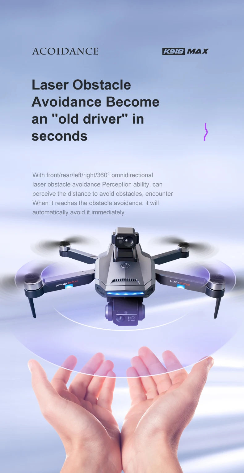 XYRC K918 MAX GPS Drone - 4K HD Professional لتجنب العوائق 8K HD DualHD كاميرا بدون فرش قابلة للطي كوادكوبتر RC مسافة 1200 متر كاميرا احترافية بدون طيار 22 XYRC K918 MAX GPS Drone, ACOIDANCE K91D MAX Laser obstacle avoidance Become an "old driver