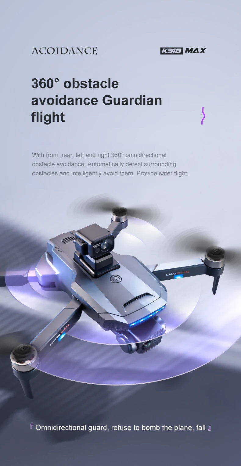 XYRC K918 MAX GPS Drone - 4K HD Professional لتجنب العوائق 8K HD DualHD كاميرا بدون فرش قابلة للطي كوادكوبتر RC مسافة 1200 متر كاميرا احترافية بدون طيار 25 XYRC K918 MAX GPS Drone, ACOIDANCE K91D MAX 3600 obstacle avoidance Guardian flight With front;
