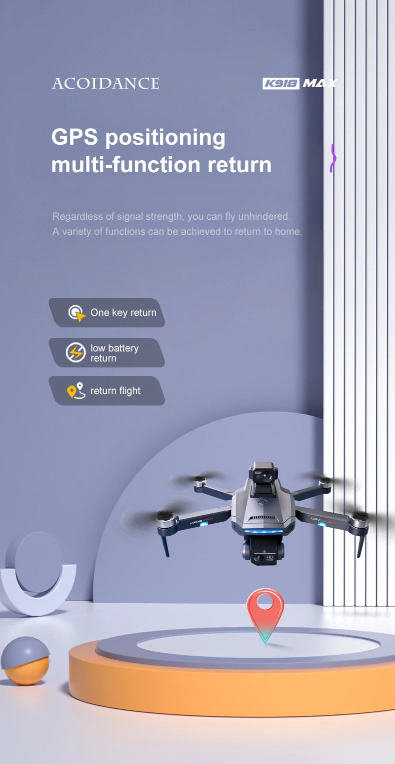 XYRC K918 MAX GPS Drone - 4K HD Professional لتجنب العوائق 8K HD DualHD كاميرا بدون فرش قابلة للطي كوادكوبتر RC مسافة 1200 متر كاميرا احترافية بدون طيار 28 XYRC K918 MAX GPS Drone, ACOIDANCE K91o MA GPS positioning multi-function return flight tana