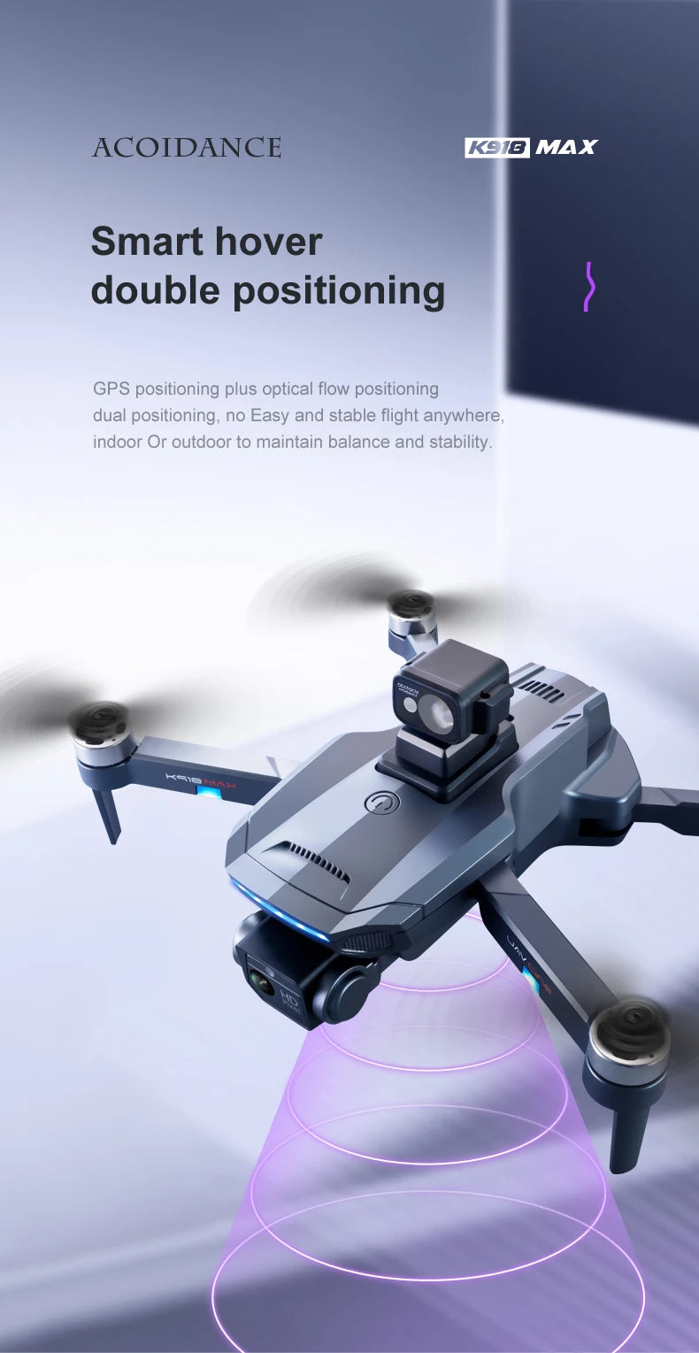 XYRC K918 MAX GPS Drone - 4K HD Professional لتجنب العوائق 8K HD DualHD كاميرا بدون فرش قابلة للطي كوادكوبتر RC مسافة 1200 متر كاميرا احترافية بدون طيار 30 XYRC K918 MAX GPS Drone, ss Easy Lneading is a smart hover system with GPS positioning