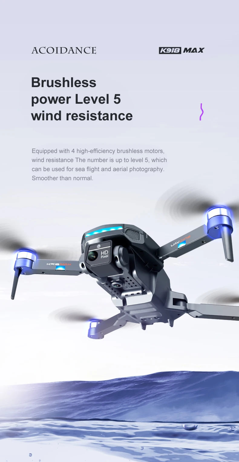 XYRC K918 MAX GPS Drone - 4K HD Professional لتجنب العوائق 8K HD DualHD كاميرا بدون فرش قابلة للطي كوادكوبتر RC مسافة 1200 متر كاميرا احترافية بدون طيار 31 XYRC K918 MAX GPS Drone, ACOIDANCE K91O MAX Brushless power Level 5 wind resistance Smoother than
