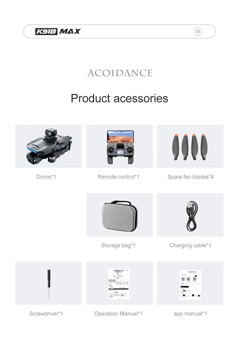 XYRC K918 MAX GPS Drone - 4K HD Professional لتجنب العوائق 8K HD DualHD كاميرا بدون فرش قابلة للطي كوادكوبتر RC مسافة 1200 متر كاميرا احترافية بدون طيار 42 XYRC K918 MAX GPS Drone, K91o MAX ACOIDANCE Product acessories Drone*1