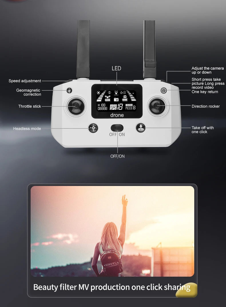 S188 Drone - Professional GPS 4K HD Drone True EIS 2-Axis Gimbal Drones 6K HD Camera Drones 5G FPV RC 1.5KM Brushless Motor Quadcopter Toys Professional Camera Drone 27 S188 Drone, One key return correction Throttle stick 08883 0318 Re8 LI" Direction rock