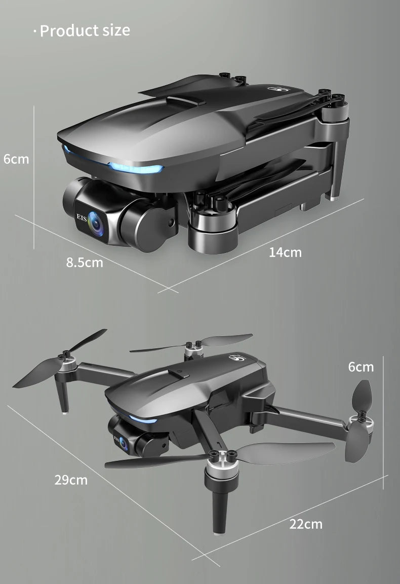 S188 Drone - Professional GPS 4K HD Drone True EIS 2-Axis Gimbal Drones 6K HD Camera Drones 5G FPV RC 1.5KM Brushless Motor Quadcopter Toys Professional Camera Drone 32 S188 Drone, Product size 6cm EIS 14cm 8.Scm 63cm 29