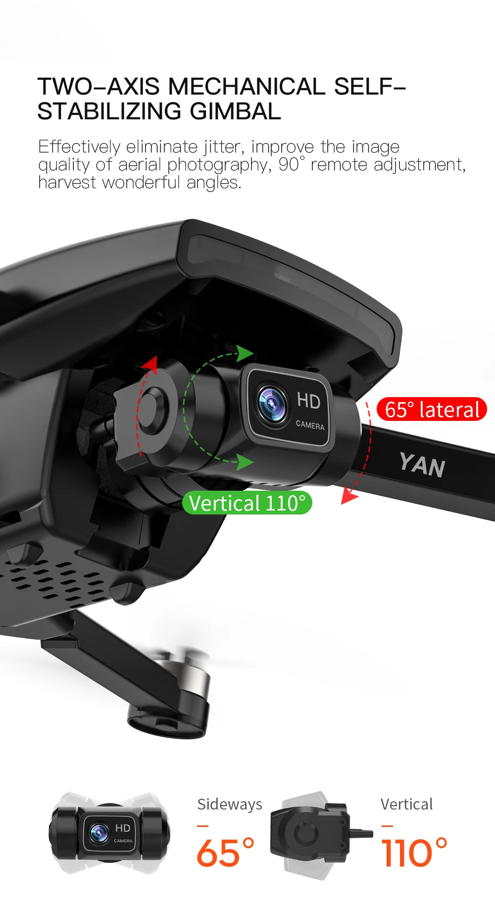 ZLL SG108 Pro Drone, TWO-AXIS MECHANICAL SELF_ STABILIZING 