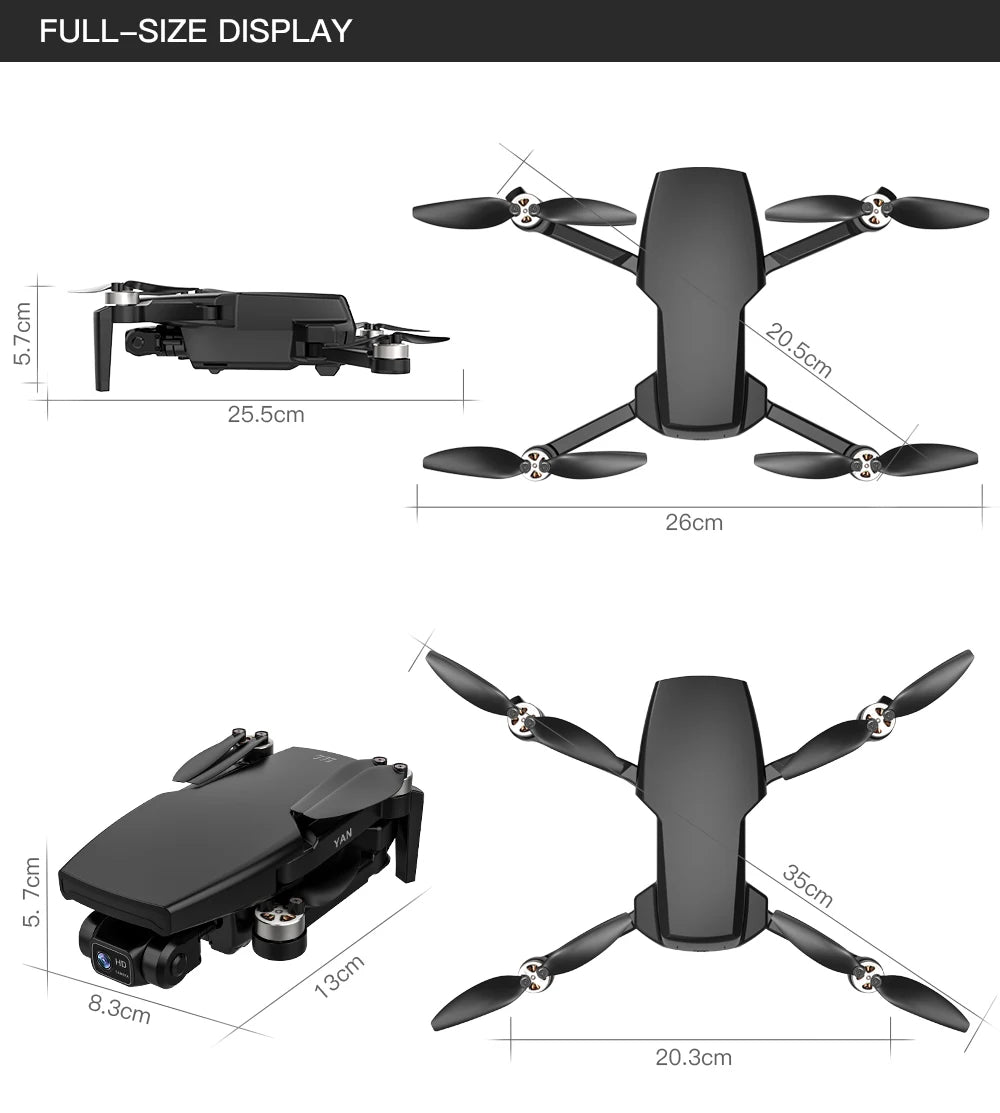 ZLL SG108 Pro Drone, Yan 2 SG108 Pro RC Quadcopter 2-axis gimbal Brush