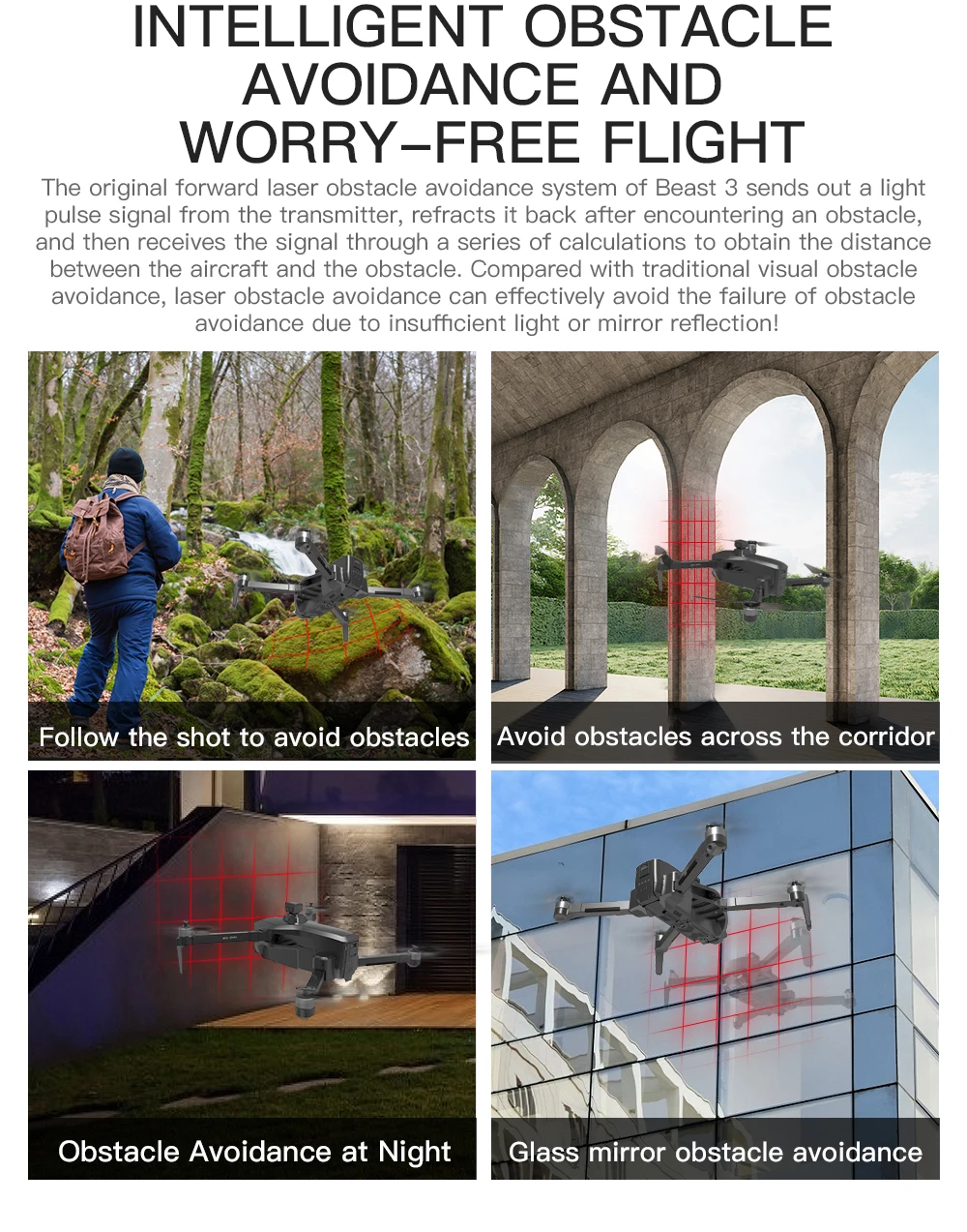 JINHENG SG906 Max GPS Drone, laser obstacle avoidance can effectively avoid failure due to insufficient light or mirror reflection . laser