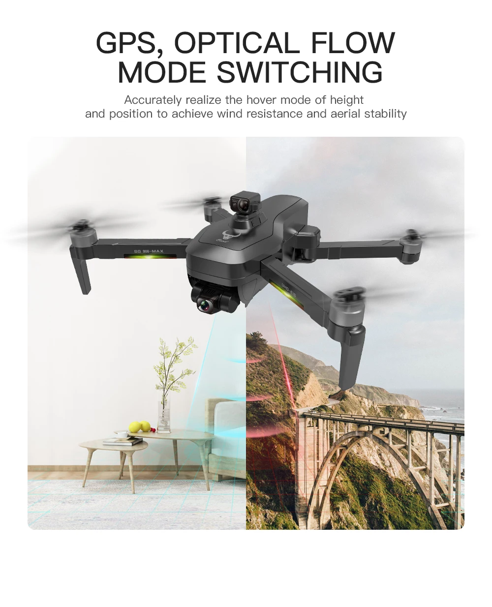 JINHENG SG906 Max GPS Drone, GPS, OPTICAL FLOW MODE SWITCHING Accurately realize the