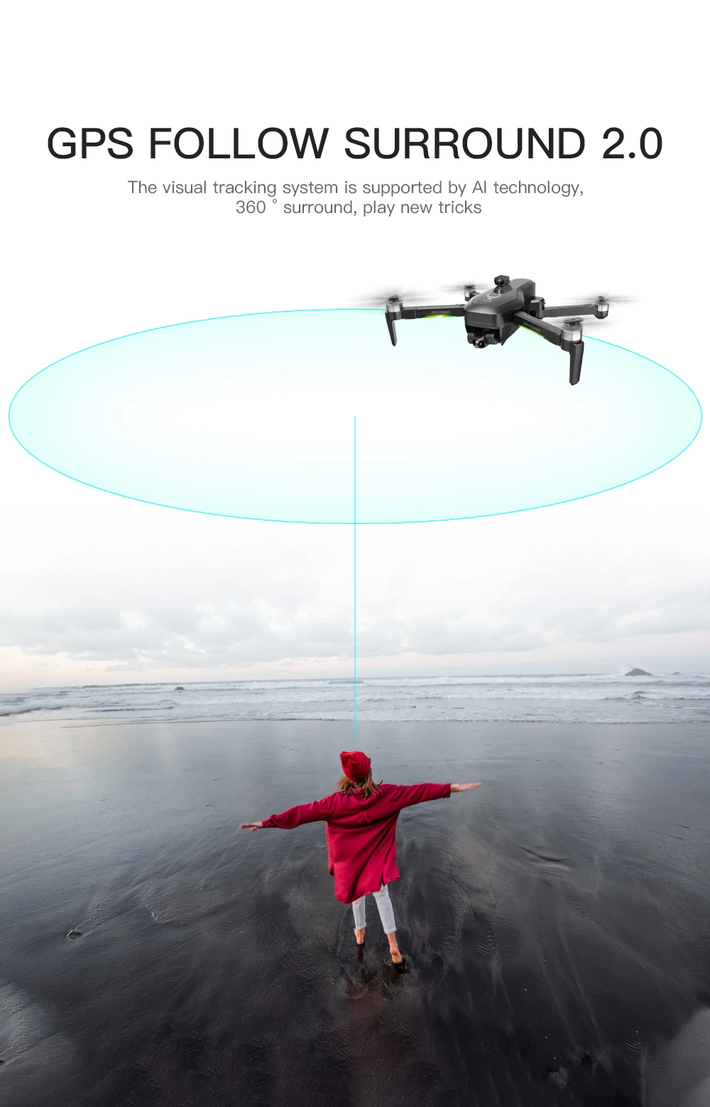 JINHENG SG906 Max GPS Drone, GPS FOLLOW SURROUND 2.0 The visual tracking system is supported by Al technology;