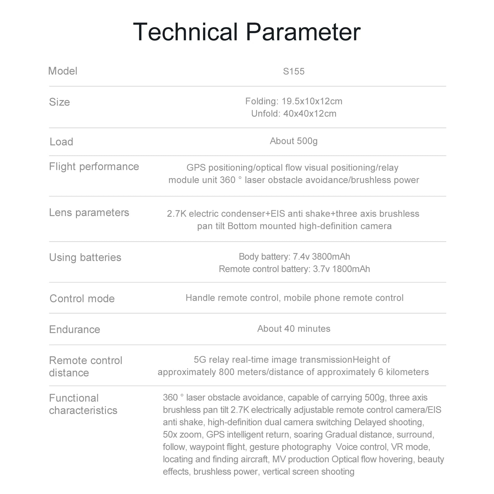 S155 Drone - GPS 2.5K HD Dual Camera With Obstacle Avoidance Helicopter Profesional Brushless Dron Bearing 500g RC Plane Toys 30 S155 Drone, 2.7K electric condenser+EIS anti shake+three axis brush