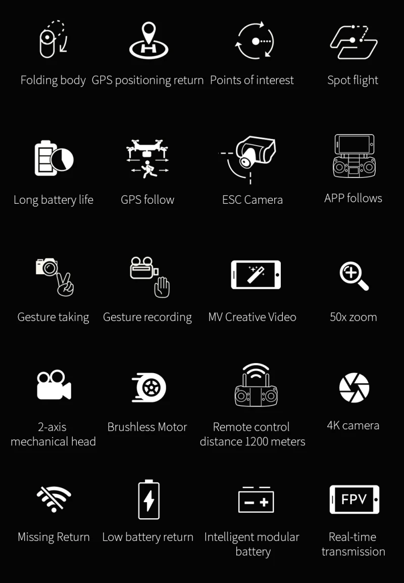 L109 Pro Drone, body GPS positioning return Points of interest Spot flight Long battery life GPS follow ESC Camera