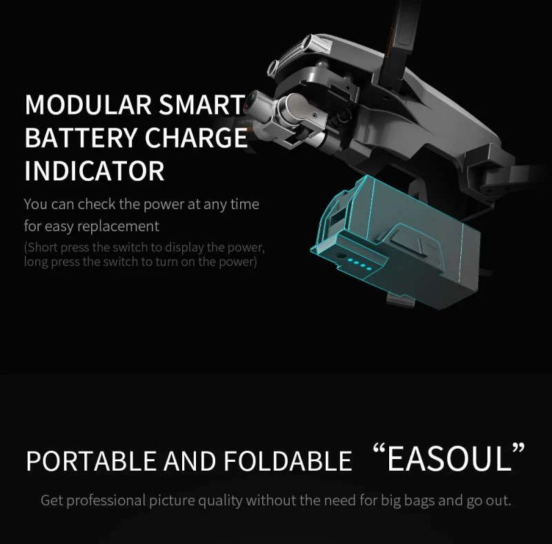 L109 Pro Drone, 66 PORTABLE AND FOLDABLE EASOUL" Get professional picture quality without