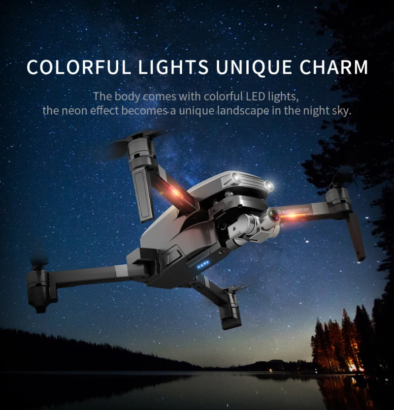 L109 Pro Drone, COLORFUL LIGHTS UNIQUE CHARM The body comes with colorful LED