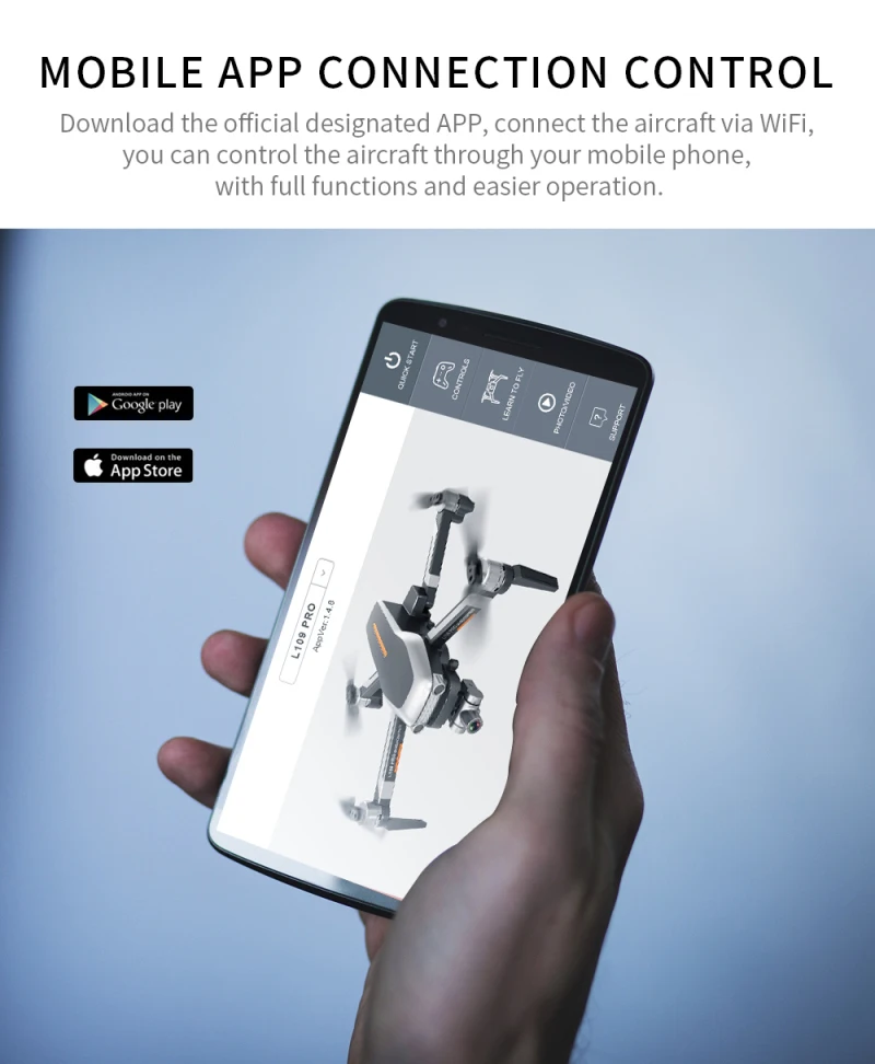 L109 Pro Drone, download the official designated APP, connect the aircraft via WiFi . you can control the aircraft