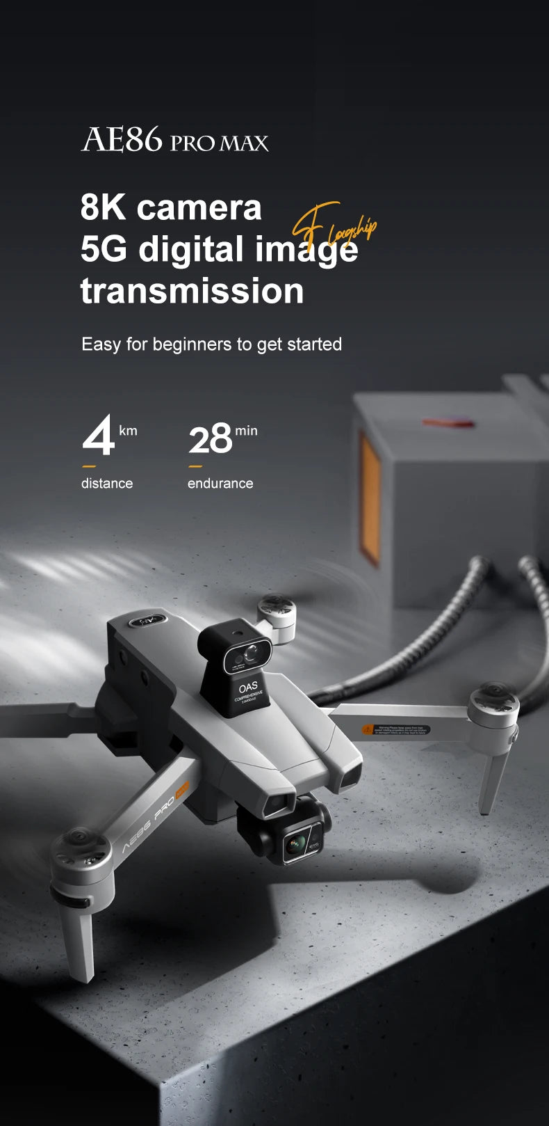 AE86 Pro Max Drone - GPS 4K HD Camera Three Axis Mechanical Pan Tilt Camera Brushless Laser Obstacle Avoidance GPS Drones toys 13 AE86 Pro Max Drone, AE86 PRO MAX 8K camera 5G digital transmission Easy for beginners to get started