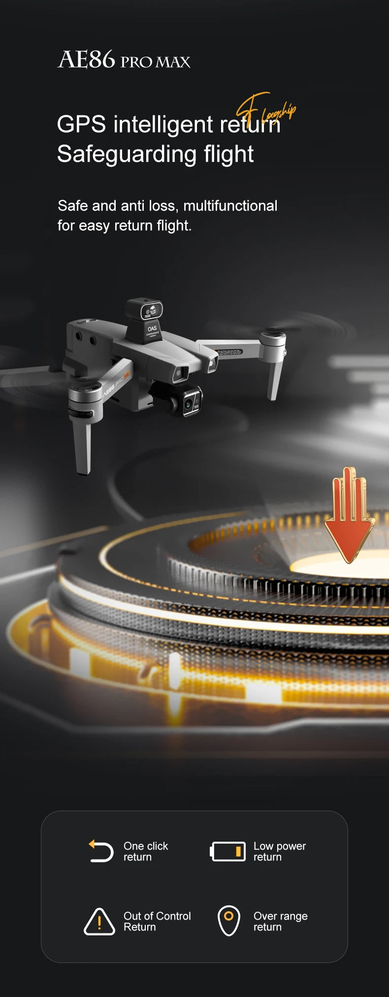 AE86 Pro Max Drone - GPS 4K HD Camera Three Axis Mechanical Pan Tilt Camera Brushless Laser Obstacle Avoidance GPS Drones toys 22 AE86 Pro Max Drone, AE86 PRO MAX GPS intelligent retumn "Safeguarding flight"