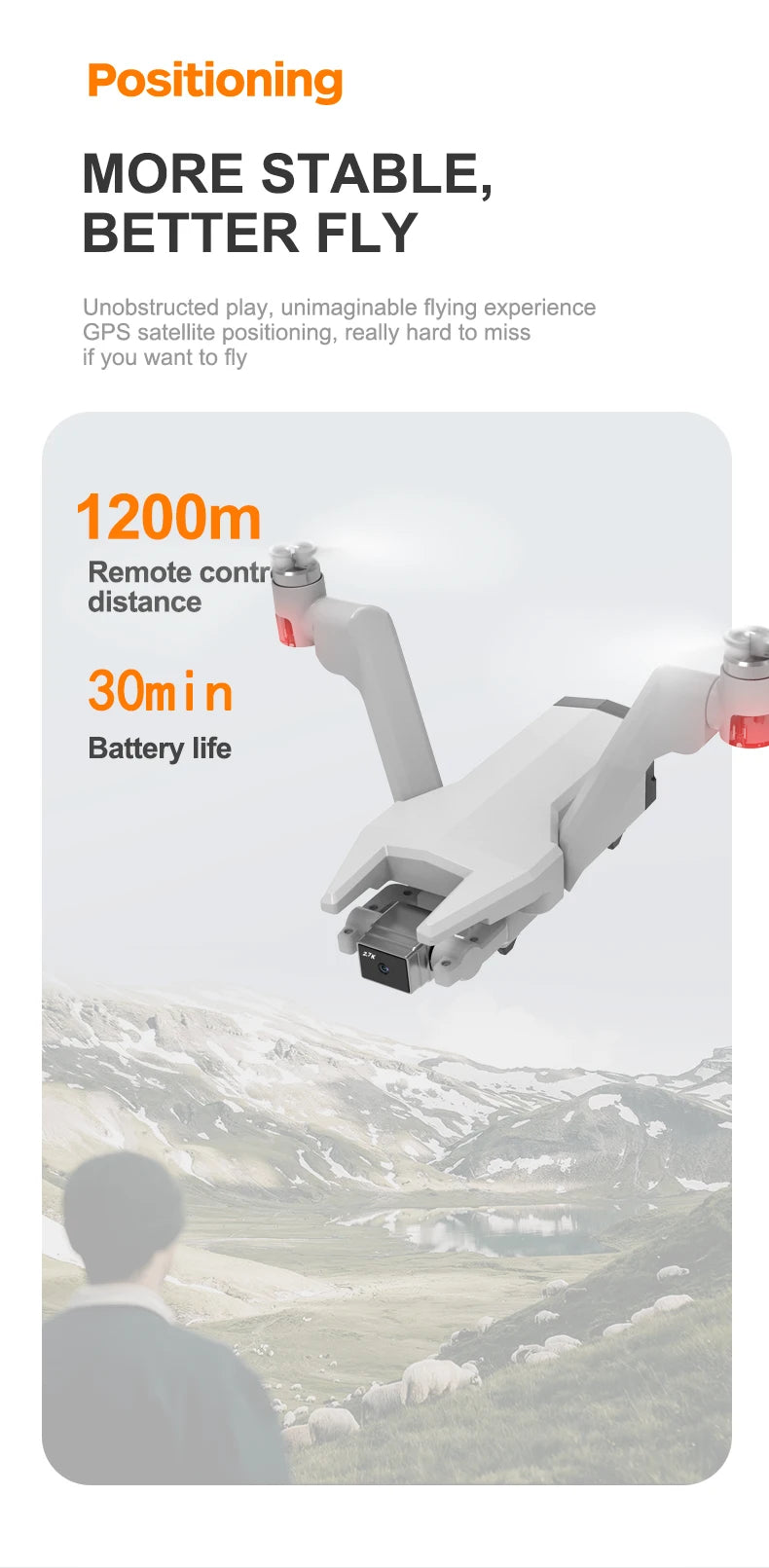 New L100 GPS V-type Drone - Professional Aerial HD Dual Camera EIS 2-Axis Gimbal V-type Double Rotor 30mins Long-Endurance RC Aircraft Professional Camera Drone 21 New L100 GPS V-type Drone, Positioning MORE STABLE; BETTER FLY Unobstructed play, unimagin