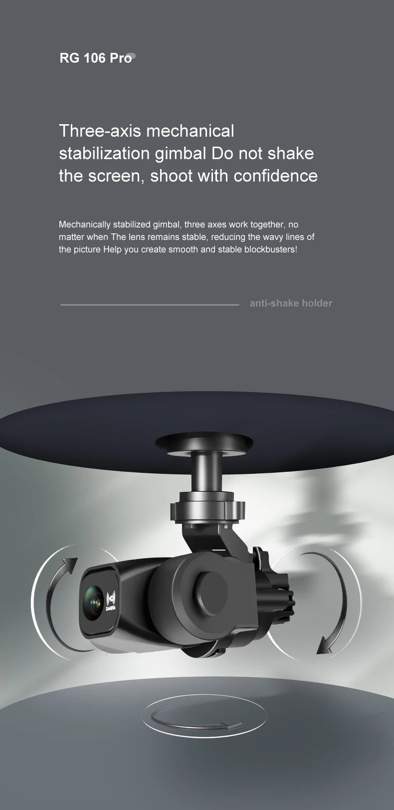 RG106 MAX Drone - Professional GPS 6K HD Dual HD Camera with 3-Axis Gimbal FPV Obstacle Avoidance Brushless Foldable Quadcopter Toys Professional Camera Drone 34 RG106 MAX Drone, three-axis mechanical stabilization gimbal works together, no matter when .