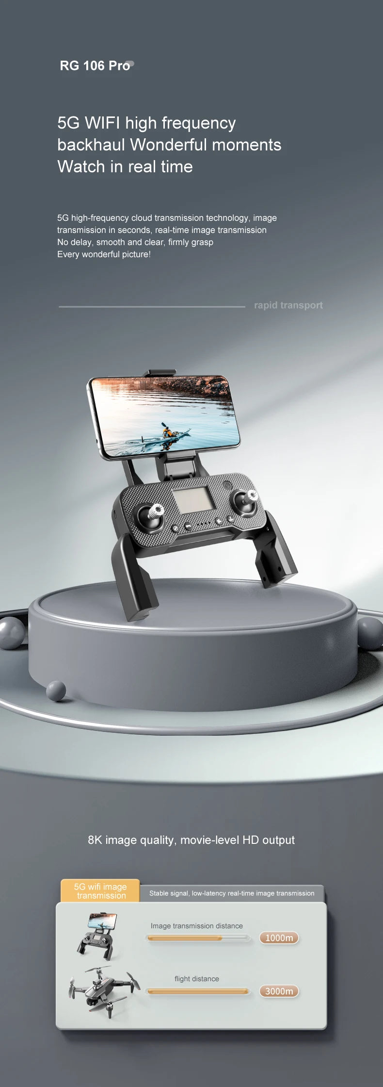 RG106 MAX Drone - Professional GPS 6K HD Dual HD Camera with 3-Axis Gimbal FPV Obstacle Avoidance Brushless Foldable Quadcopter Toys Professional Camera Drone 39 RG106 MAX Drone, RG 106 Pro 5G WIFI high-frequency backhaul Wonderful moments Watch in