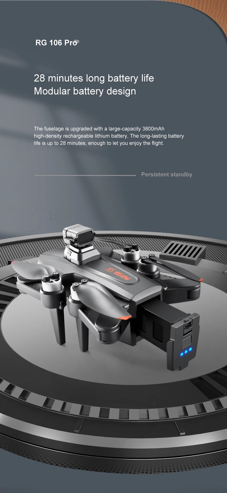 RG106 MAX Drone - Professional GPS 6K HD Dual HD Camera with 3-Axis Gimbal FPV Obstacle Avoidance Brushless Foldable Quadcopter Toys Professional Camera Drone 41 RG106 MAX Drone, a large-capacity 380OmAh high-density rechargeable lithium