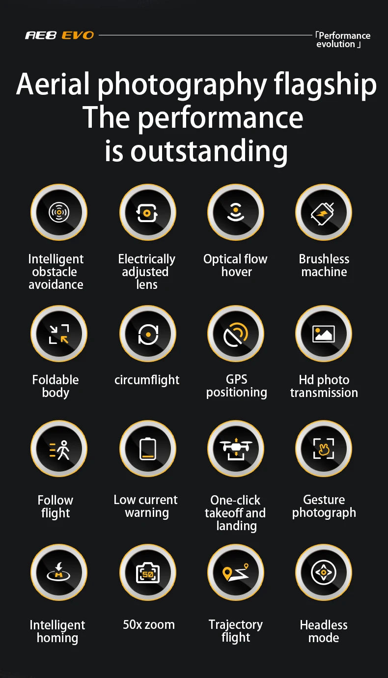 AE8 EVO Drone - Dual Camera 4K Professional Positioning Aerial Photography Laser Obstacle Avoidance Gesture Photography GPS Drone 11 AE8 EVO Drone, Ae8 Evo TPerformance evolution Aerial photography flagship The performance is