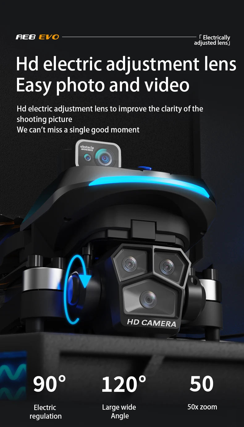 AE8 EVO Drone - Dual Camera 4K Professional Positioning Aerial Photography Laser Obstacle Avoidance Gesture Photography GPS Drone 16 AE8 EVO Drone, Hd electric adjustment lens to improve the clarity of the shooting picture . CAMERA