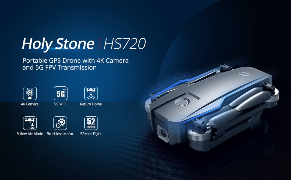 Holy Stone HS720 GPS Drone, Holy Stone HS720 Portable GPS Drone with 4K Camera and 5G FPV