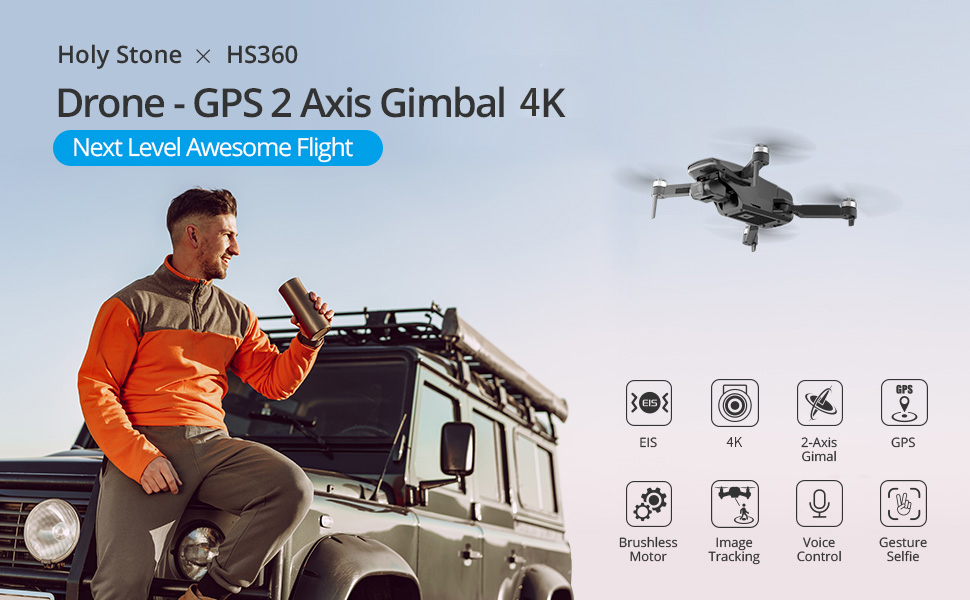 Holy Stone HS360 GPS Drone - for Adults with Rock Steady Camera 4K HD Photo 2-axis Gimbal, FPV Quadcopter for Beginners,Brushless Motor,46Mins Flight Time,Long Range,5GHz Wifi,Follow Me,Auto Return Home Professional Camera Drone 8 Holy Stone HS360 GPS Drone, Holy Stone HS360 Drone GPS 2 Axis Gimbal 4K Next Level