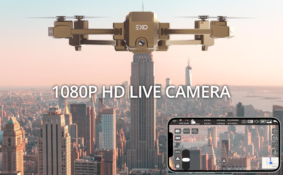EXO Scout Drone - with Camera for Adults or Kids. Drone Kit with 2 Batteries, Free Carry Case. HD 1080p Video, 3 Speeds, Auto Take-Off/Land, Intelligent AI Modes Professional Camera Drone 11 EXO Scout Drone QuickInfo Screen Size 6 Inches Connectivity Technology Wireless Camcord