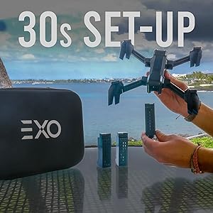 EXO Scout Drone - with Camera for Adults or Kids. Drone Kit with 2 Batteries, Free Carry Case. HD 1080p Video, 3 Speeds, Auto Take-Off/Land, Intelligent AI Modes Professional Camera Drone 16 EXO Scout Drone, Golden Matte Black (Real Life) What's in the box?