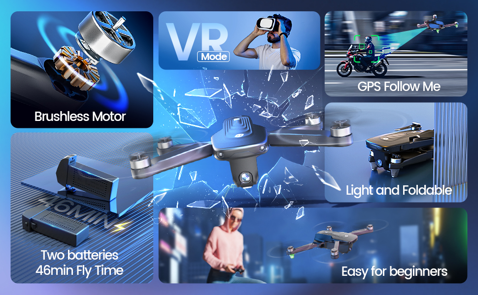Holy Stone HS175D GPS Drone - with 4K HD Camera for Adults RC Quadcopter with Auto Return, Follow Me, Brushless Motor, Circle Fly, Waypoint Fly, Altitude Hold, Headless Mode, 46 Mins Long Flight Professional Camera Drone 14 Holy Stone HS175D GPS Drone, VR Mode GPS Follow Me Brushless Motor Light and Foldable Two batteries 46min Fly Time Easy