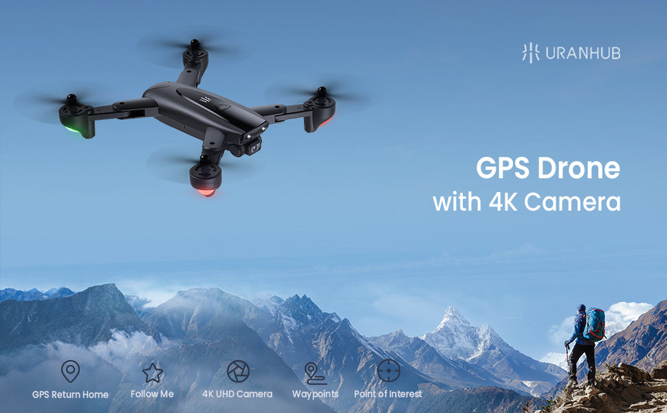 UranHub UG600 Drone - with Camera 4K HD UHD for Adults, GPS Foldable FPV RC Quadcopte for Beginners with 2 Batteries, Auto Return, Follow Me, Gesture Control, Point of Interest, Waypoints Professional Camera Drone 9 UranHub UG600 Drone