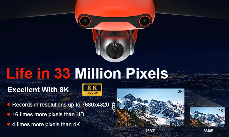Autel evo II - 20km long range transport agricultura aircraft gps 8k camera 1080p 4k hd for drone uav quadcopter Professional Camera Drone 8 Autel evo II, 8K 8K Ultra HD Records in resolutions up to 7680x4320 8