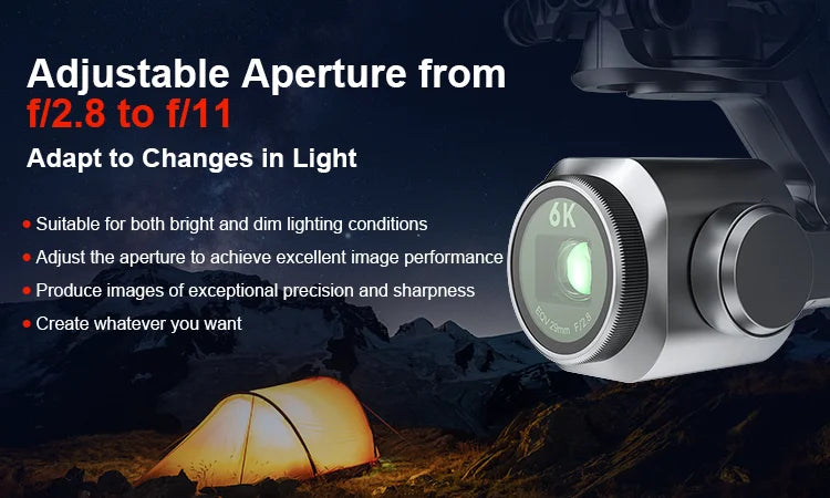 Autel evo II pro - 3 axis gimbal drones carrier 1kg payload trade 6k gps 10 km range quadcopter uav drone with hd camera Professional Camera Drone 11 Autel evo II pro, Adjustable Aperture from fI2.8 to fl11 Adapt to Change