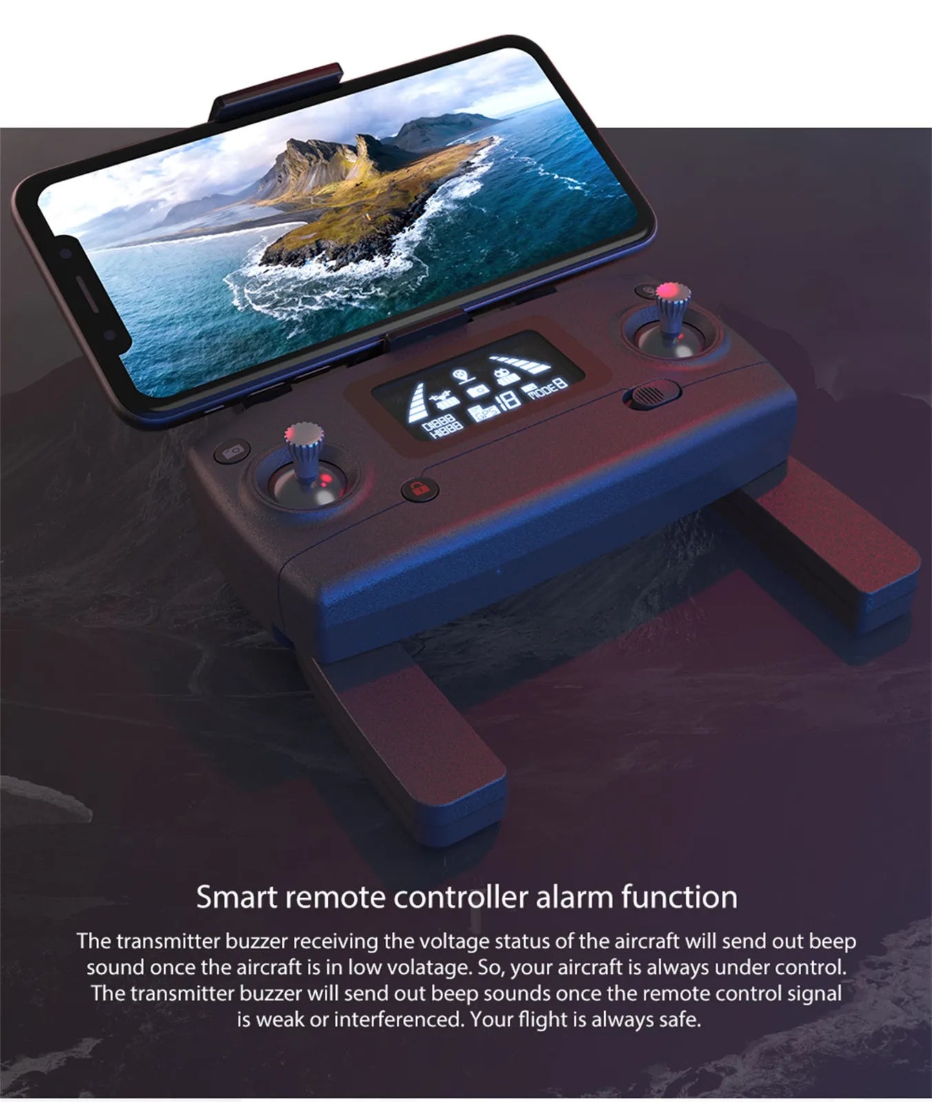 Mjx Bugs 20 Drone, a transmitter buzzer receiving the voltage status of the aircraft will send out beep sound