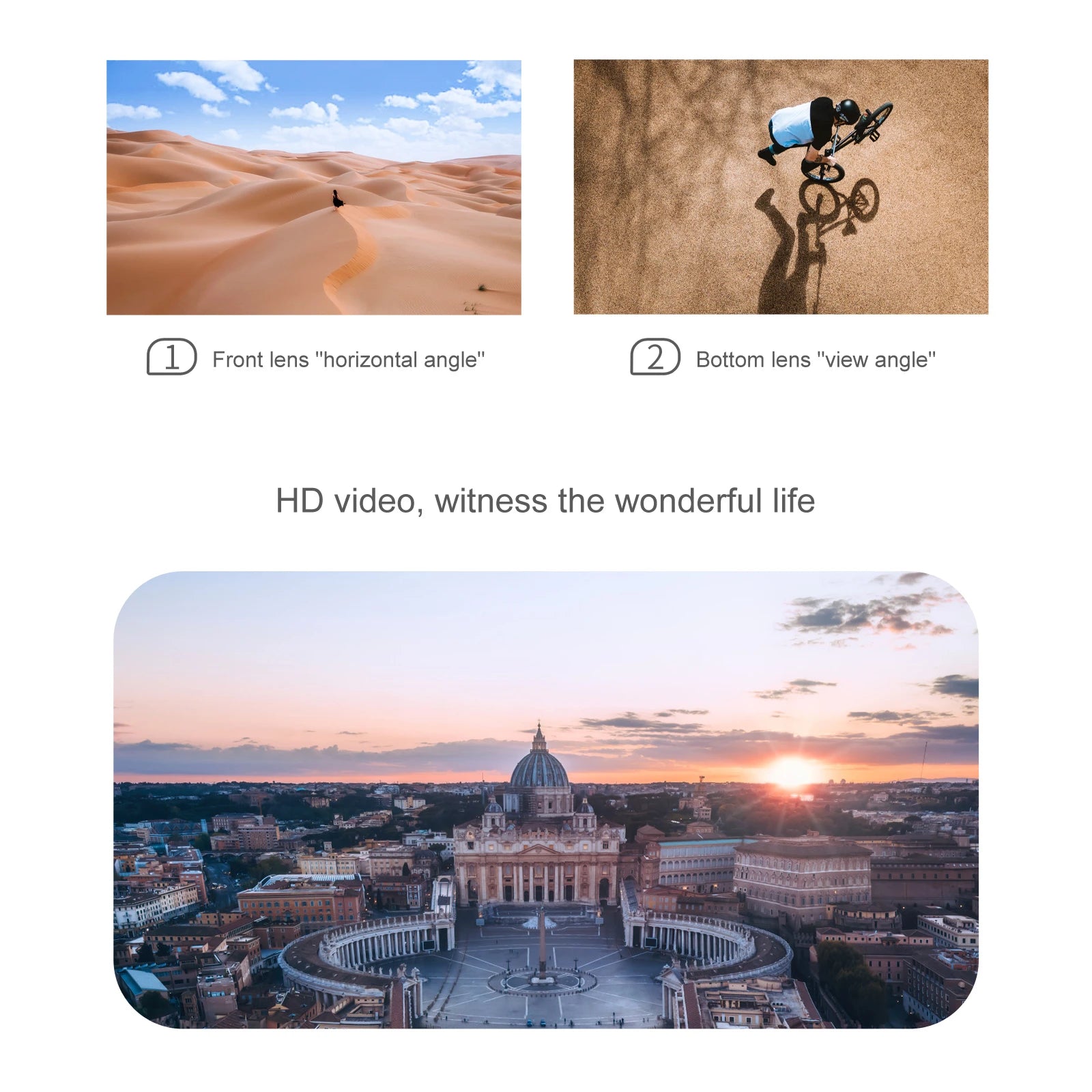 S109 GPS Drone, l Front lens 'horizontal angle" Bottom lens "view angle" bottom lens "