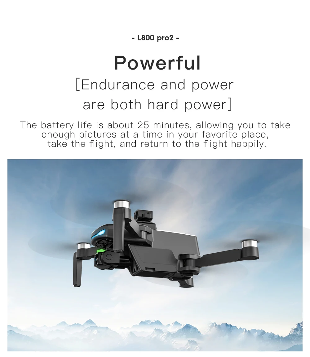 L800 Pro 2 Drone 4K HD Professional GPS FPV With Camera 3-Axis Gimbal 5G WIFI Dron Obstacle Avoidance Brushless Motor RC Quadcopter Professional Camera Drone 33 L800 Pro 2 Drone, the life is about 25 minutes, allowing you to take battegk pictures at
