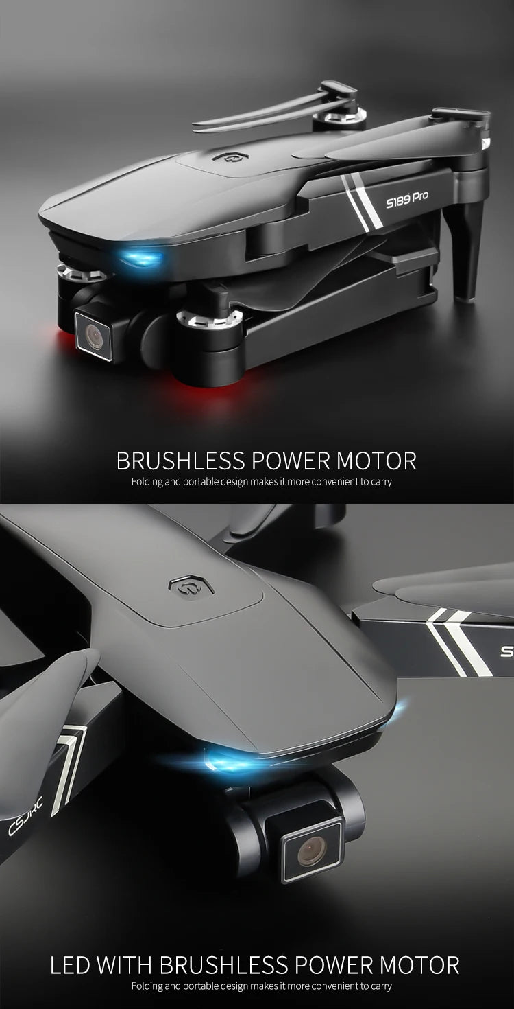S189 Drone - GPS 6K HD Dual Camera 5G WIFI FPV Brushless Motor Foldable Quadcopter Helicopter Long Battery Life Gift Toy Professional Camera Drone 15 S189 Drone, Pro BRUSHLESS POWER MOTOR Foldingand portable design makes it more convenient