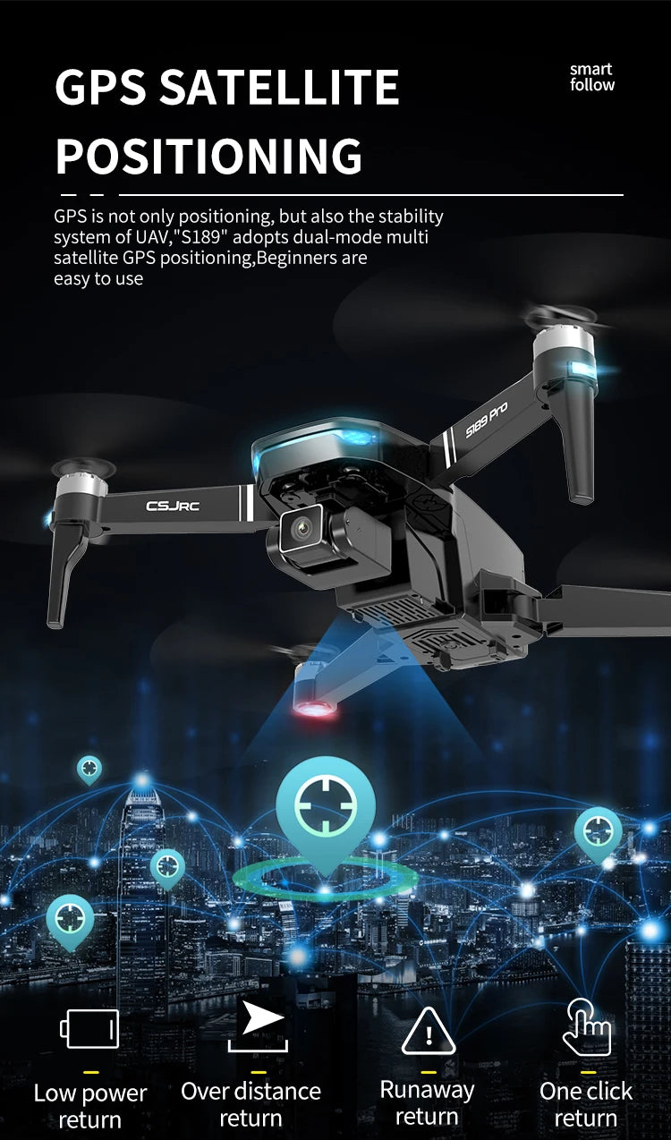 S189 Drone - GPS 6K HD Dual Camera 5G WIFI FPV Brushless Motor Foldable Quadcopter Helicopter Long Battery Life Gift Toy Professional Camera Drone 23 S189 Drone, smart GPS SATELLITE follow POSITIONING GPS is not only positioning; but