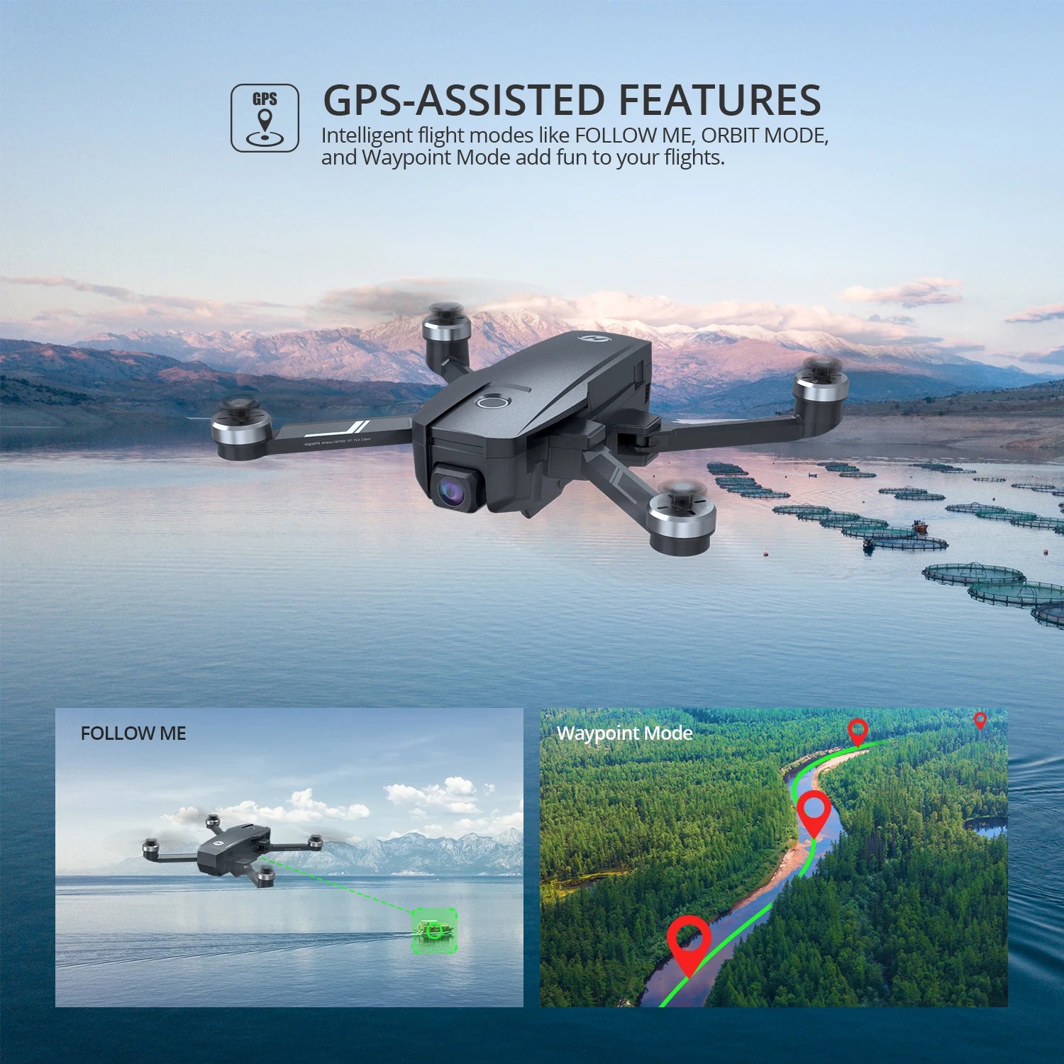 طائرة بدون طيار Holy Stone HS720E مطورة بدقة 4K HD ونظام تحديد المواقع 5G FPV وواي فاي FOV 120 درجة كاميرا بدون فرش كوادكوبتر 26 دقيقة وقت الطيران كاميرا احترافية بدون طيار 10 Holy Stone HS720E Upgraded 4K HD Drone, Intelligent flight modes like FOLLOW ME; ORBIT MODE, and Waypoint Mode add