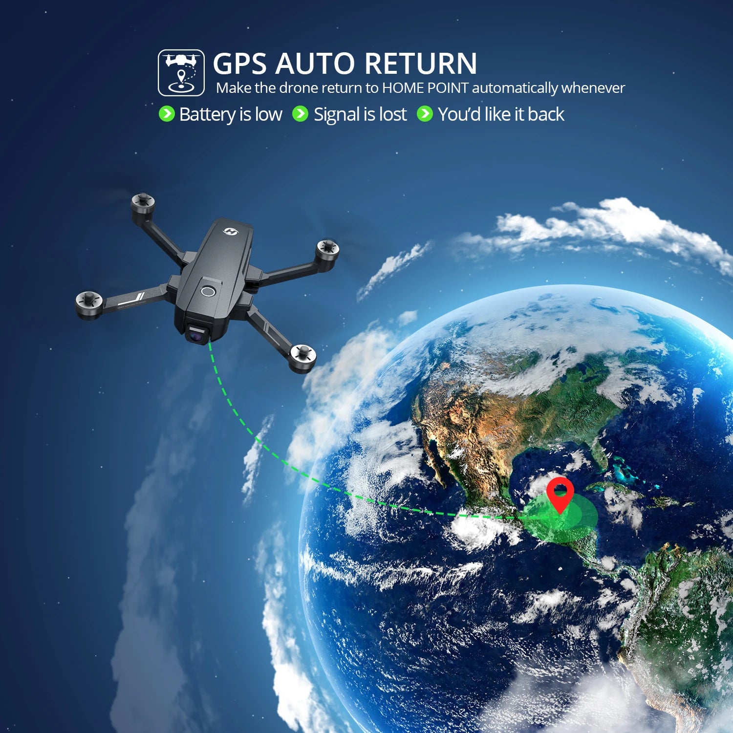 طائرة بدون طيار Holy Stone HS720E مطورة بدقة 4K HD ونظام تحديد المواقع 5G FPV وواي فاي FOV 120 درجة كاميرا بدون فرش كوادكوبتر 26 دقيقة وقت الطيران كاميرا احترافية بدون طيار 11 Holy Stone HS720E Upgraded 4K HD Drone, GPS AUTO RETURN Make the drone return to HOME POINT automatically whenever Batteryis low Signal