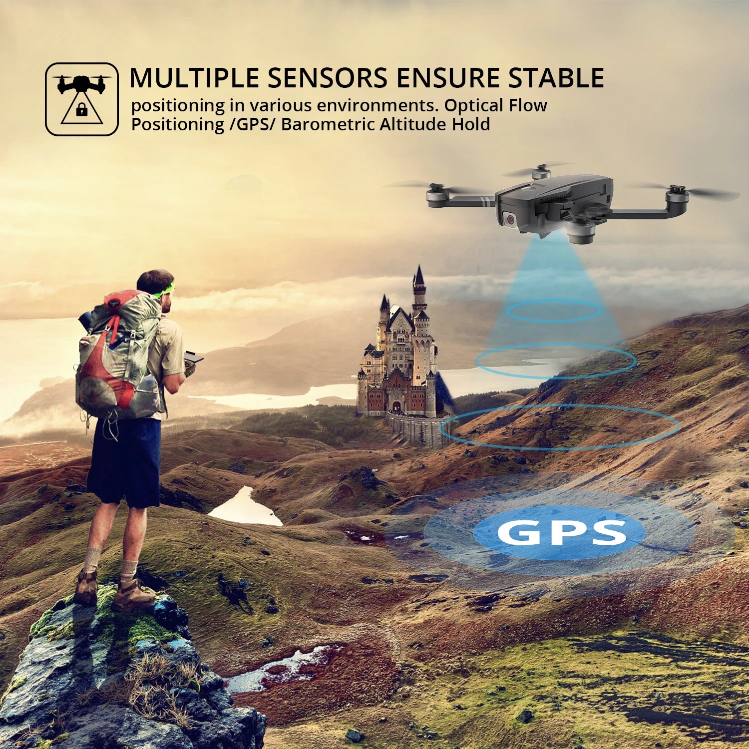 طائرة بدون طيار Holy Stone HS720E مطورة بدقة 4K HD ونظام تحديد المواقع 5G FPV وواي فاي FOV 120 درجة كاميرا بدون فرش كوادكوبتر 26 دقيقة وقت الطيران كاميرا احترافية بدون طيار 14 Holy Stone HS720E Upgraded 4K HD Drone, MULTIPLE SENSORS ENSURE STABLE positioning in various environments: Opti